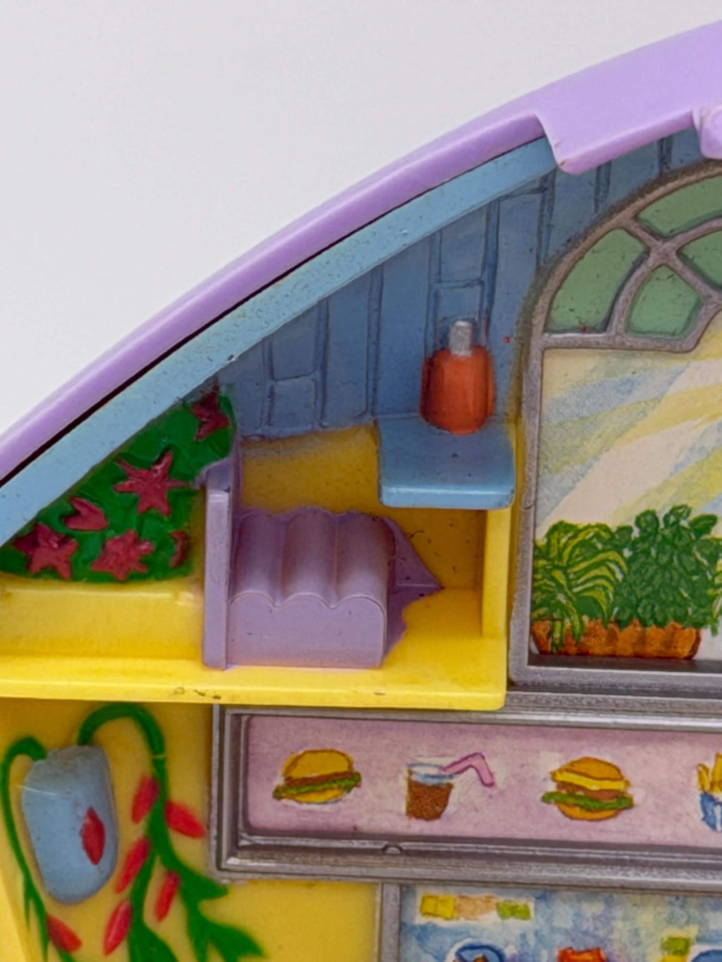 1990s Vintage Polly Pocket Bluebird Toys  Polly at the Burger Stand compact playset