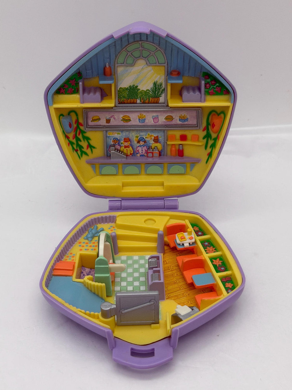 1990s Vintage Polly Pocket Bluebird Toys  Polly at the Burger Stand compact playset