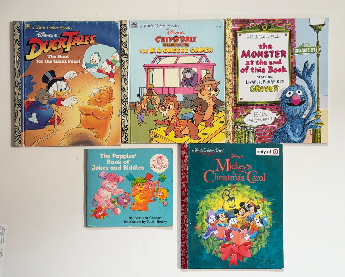Vintage mixed  little golden book lot of favorite 80s characters- Popples, Duck Tales, Rescue Rangers
