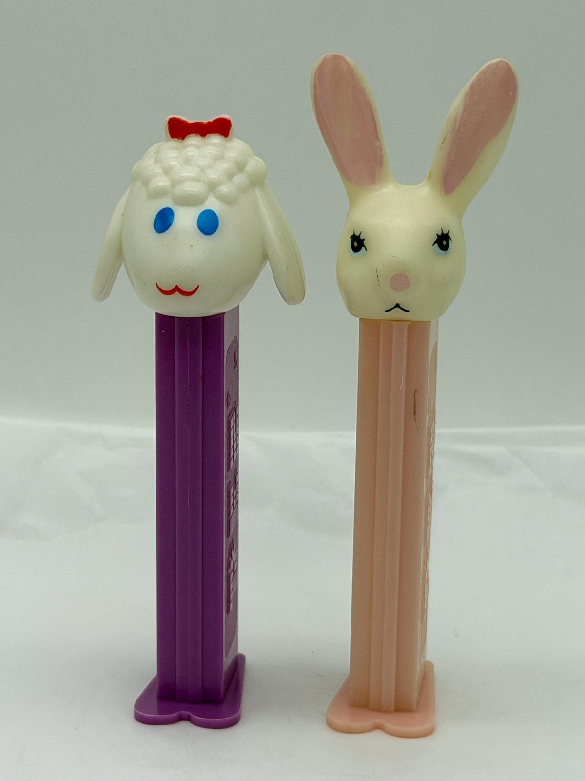 Vintage 1990s Easter lamb (no pupils) and Rabbit (fat eared) PEZ dispenser lot of 2