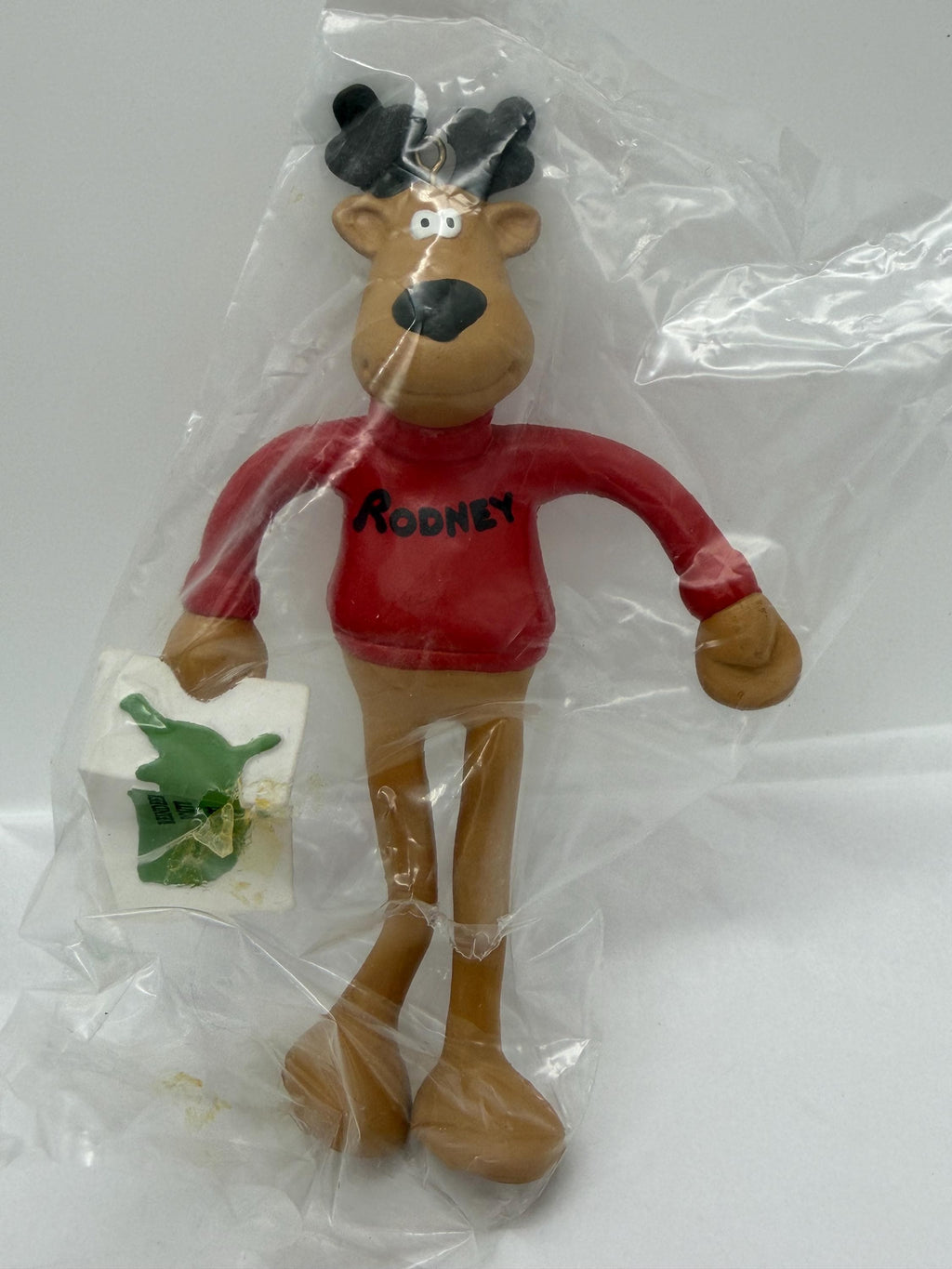 Vintage 1989 Hallmark Rodney Reindeer Bendy Rodney ornament with box