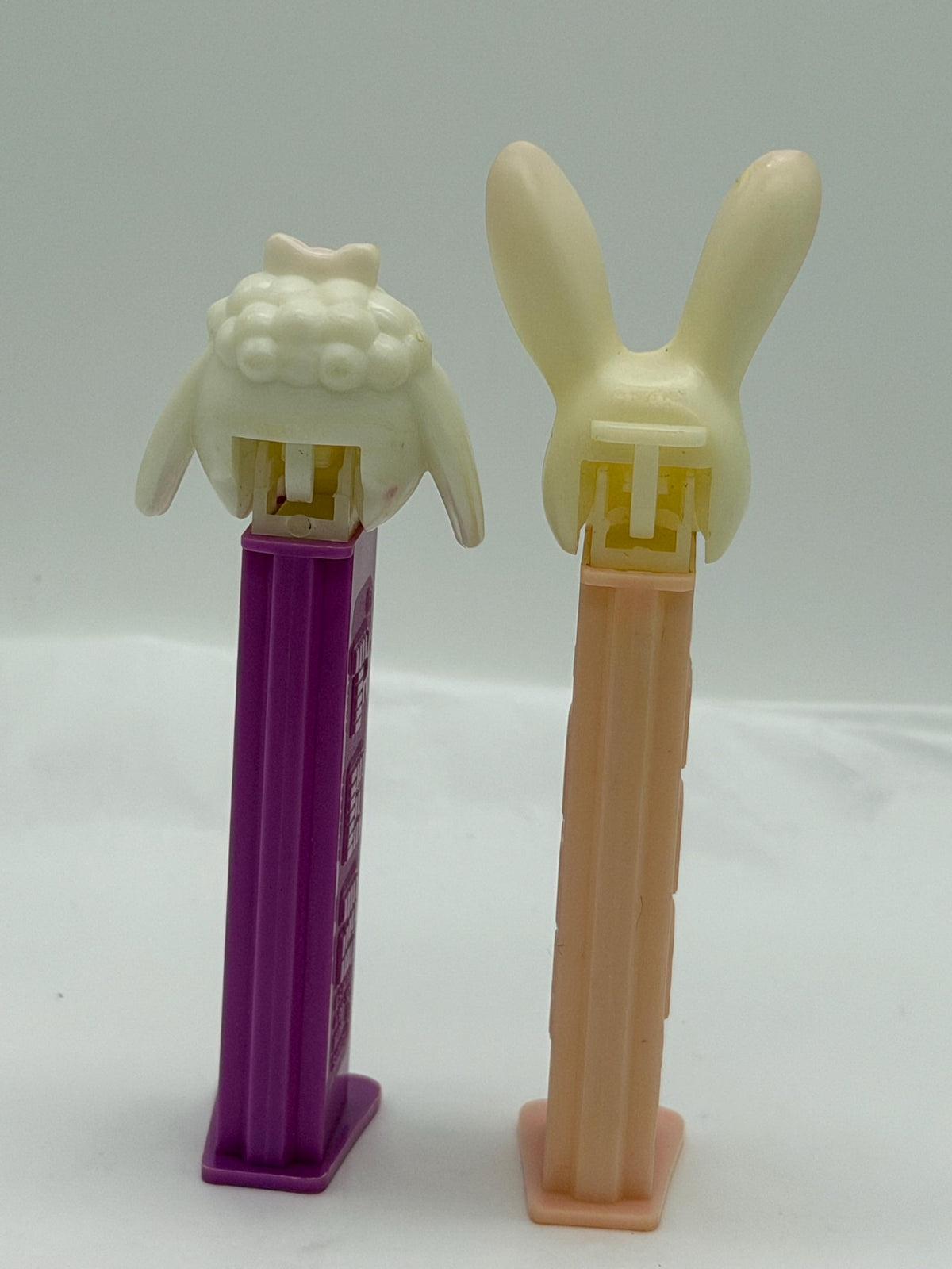 Vintage 1990s Easter lamb (no pupils) and Rabbit (fat eared) PEZ dispenser lot of 2