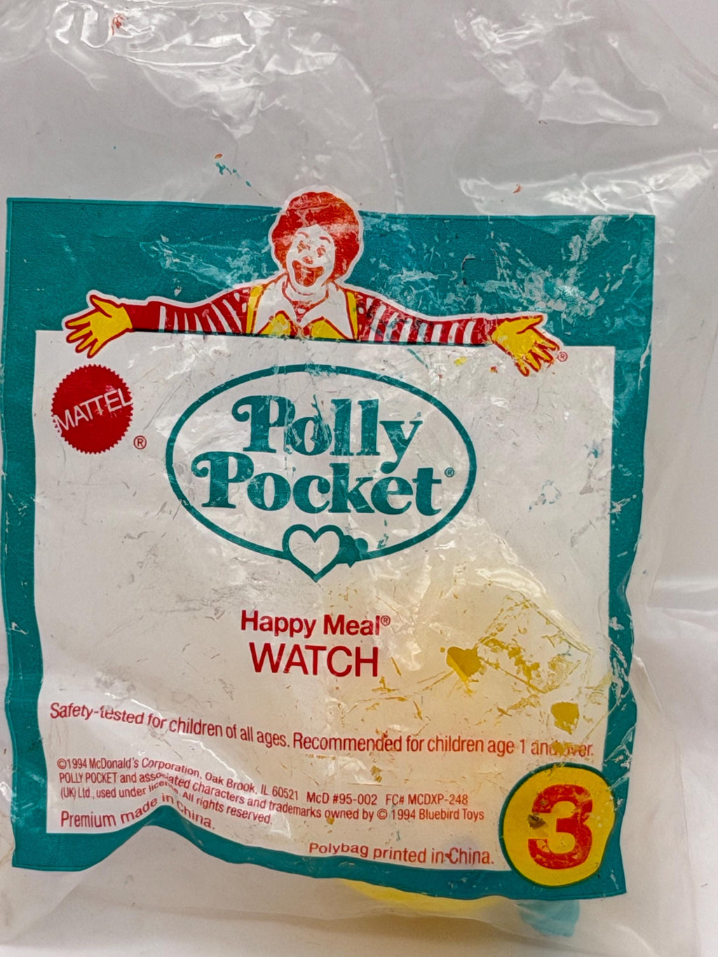 Vintage 1994 Polly Pocket McDonalds happy meal watch toy, bagged